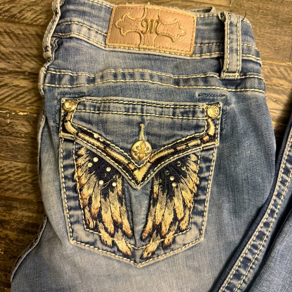 Miss Me Size 28 Signature Bootcut Jeans, some wear